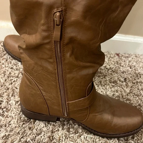 Journee Collection Stormy Faux Leather Knee Hi Boots, Size 10 Wide Calf, Tan - Picture 4 of 5